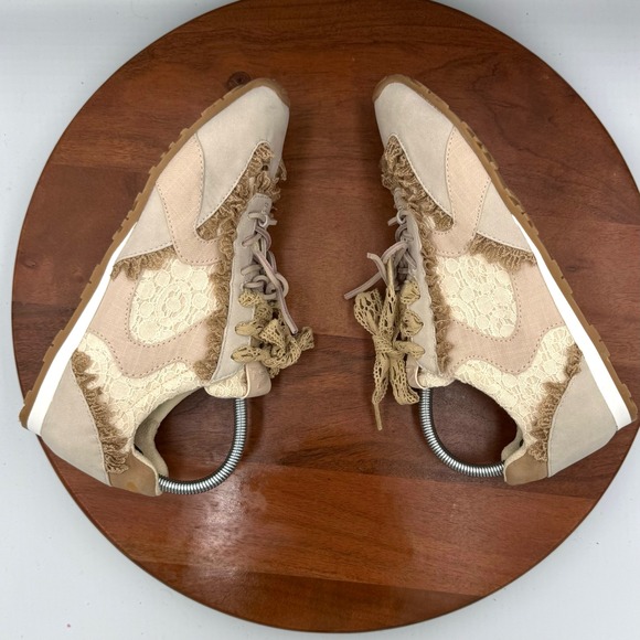 Circus NY Sam Edelman Nash Lace Ruffle Sneakers Beige Tan Floral Girly Women 8.5 - Picture 9 of 12